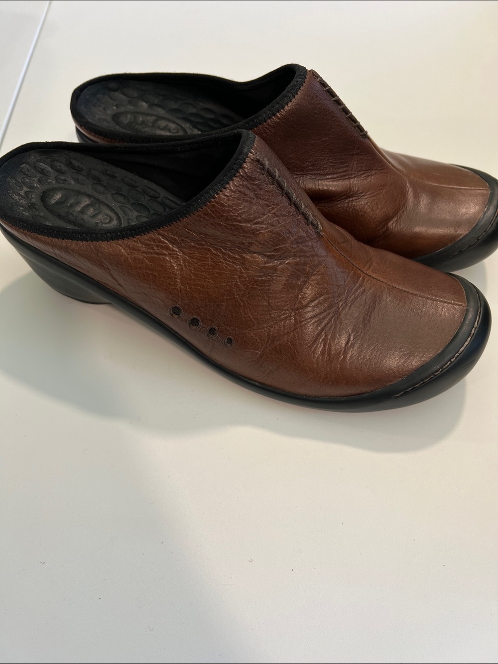 Pr!vo - Brown Leather Slip-On Clogs, heeled mules, 12